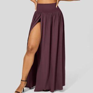 Halara Breezeful™ High Waisted Plicated Split 2-in-1 Flowy Quick Dry Maxi Skirt